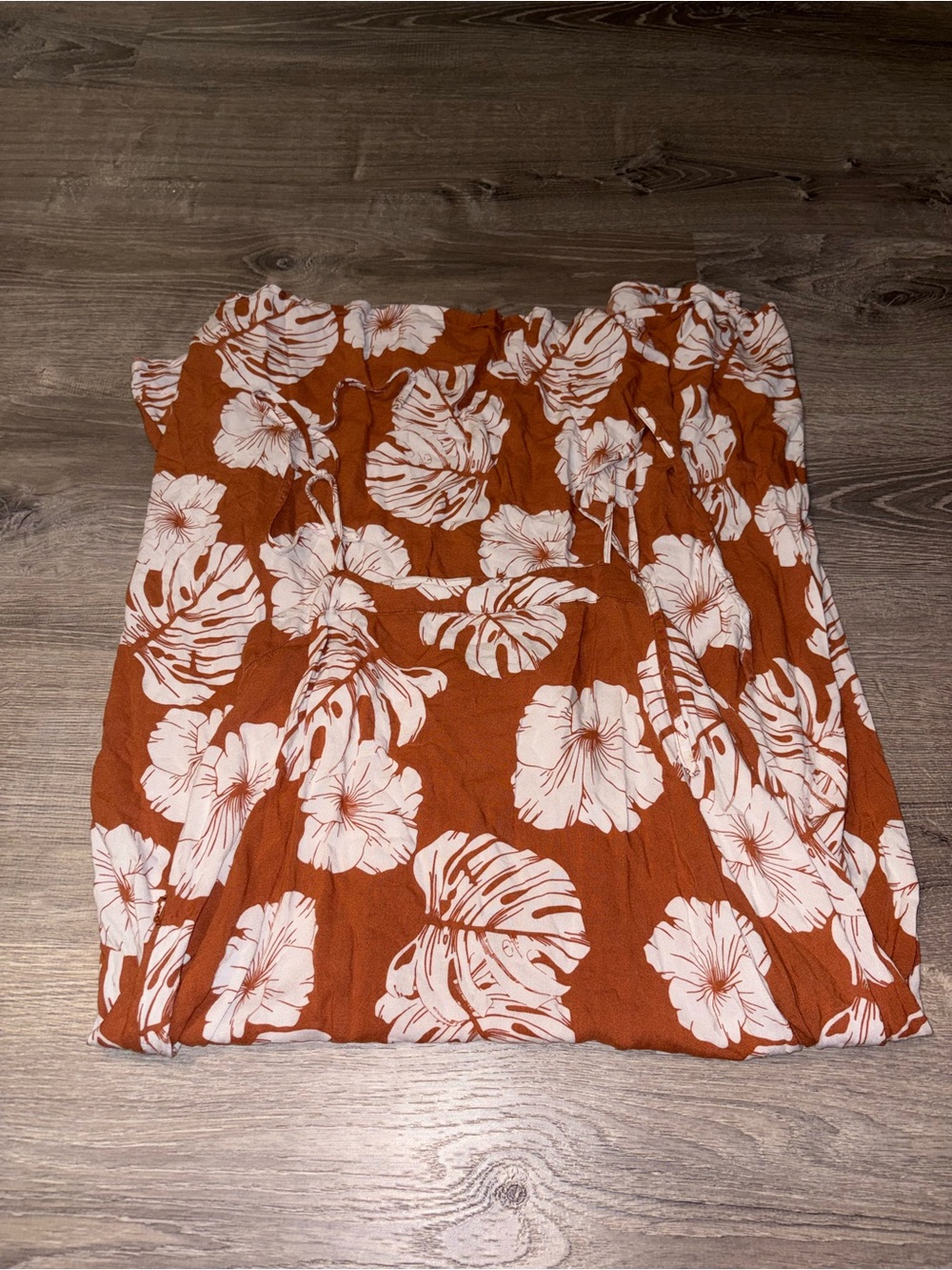 Roxy Rust Orange Maxi Dress with White Floral Print